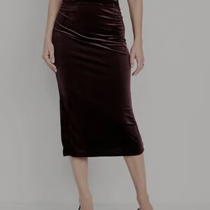 NWT Old Navy Brown Velvet Midi Skirt • High Waist Slip Style • Size M